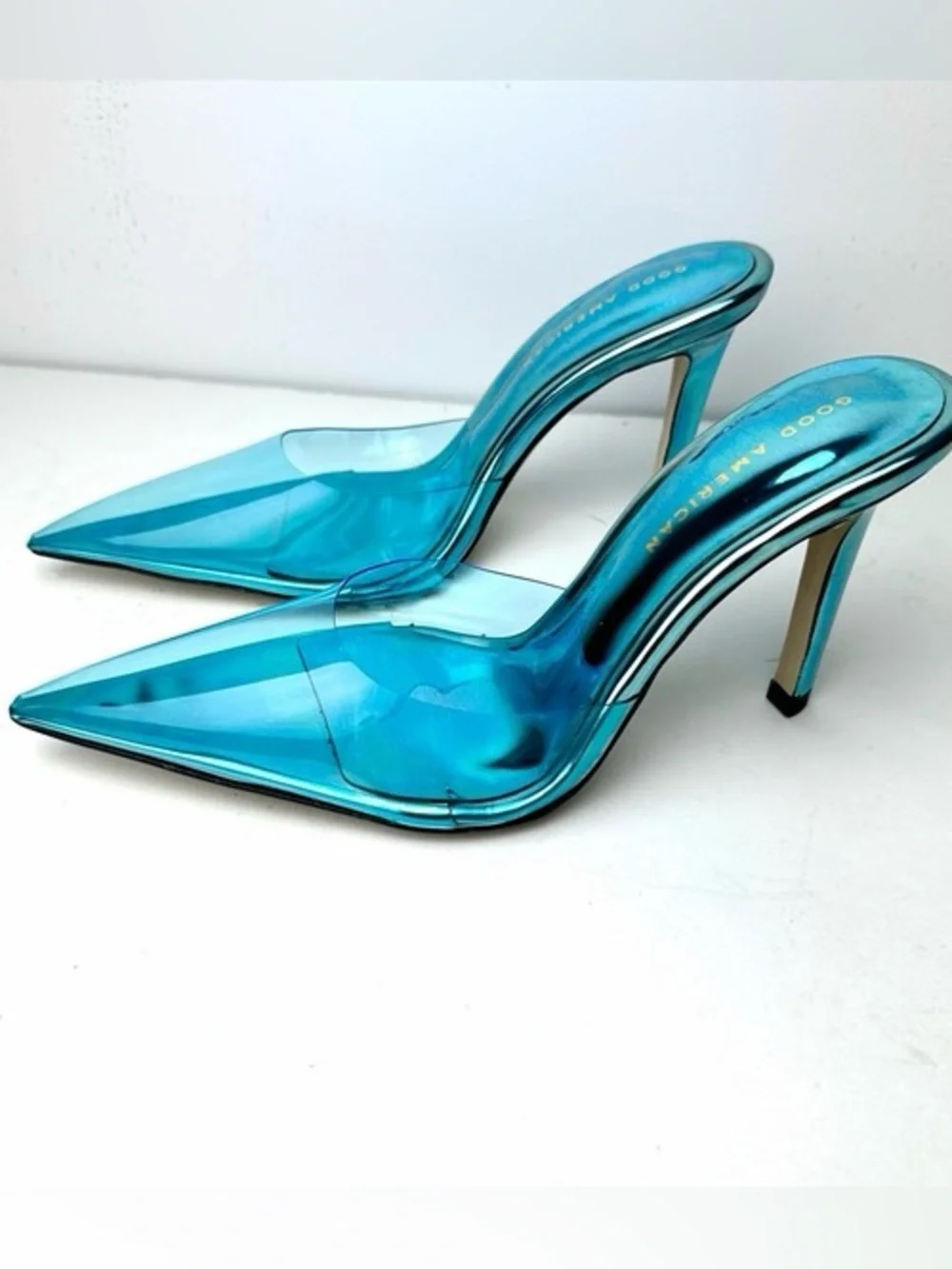 NIB Good American Cinderella Mule Translucent Blue Pointed-Toe Stiletto - Picture 4 of 8